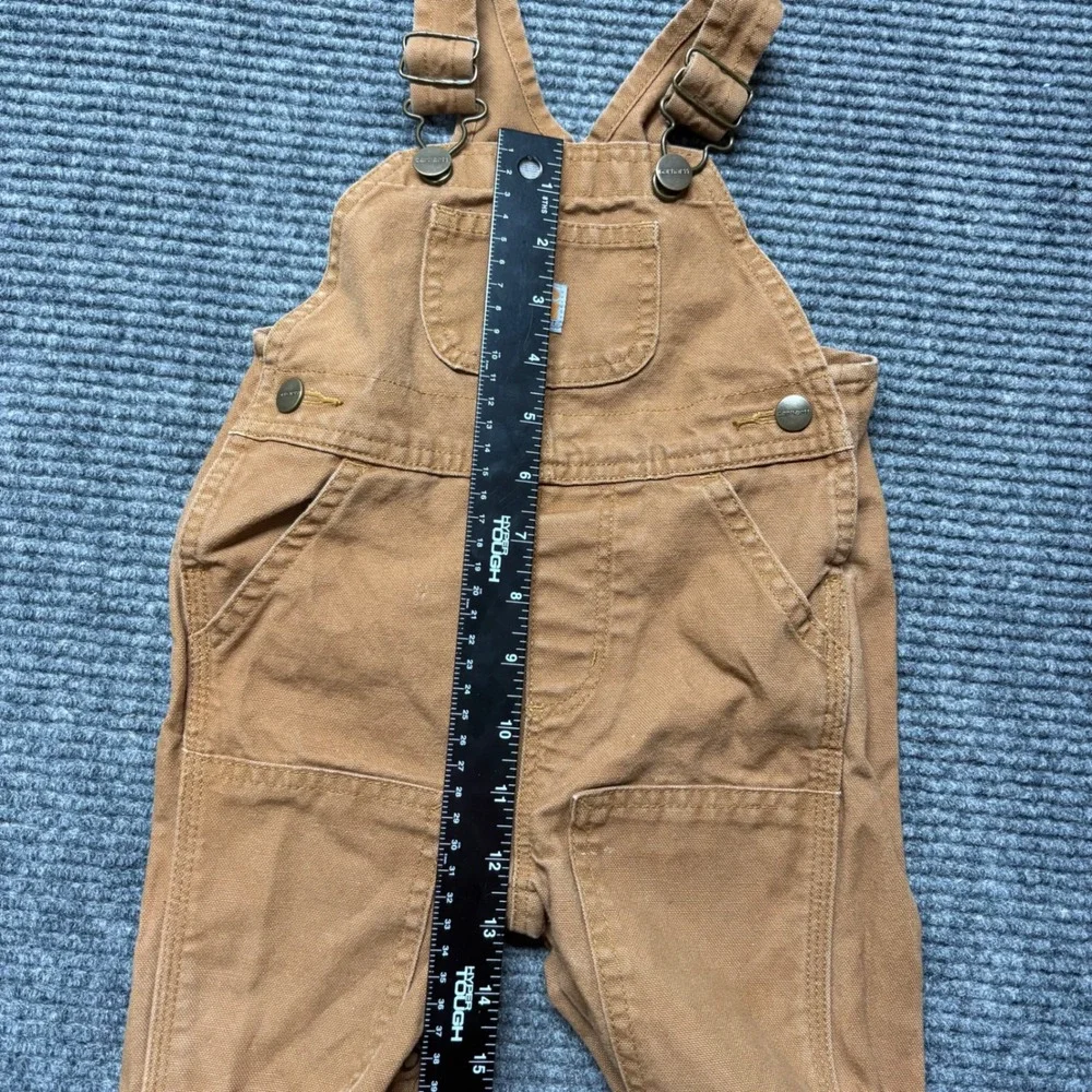 Carhartt Kids‎ 12M Duck Brown Canvas Bib Overalls OX8609-B Double Knee Snaps
